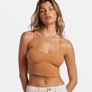 Billabong By The Sea Crop Top Small Brown New With Tags